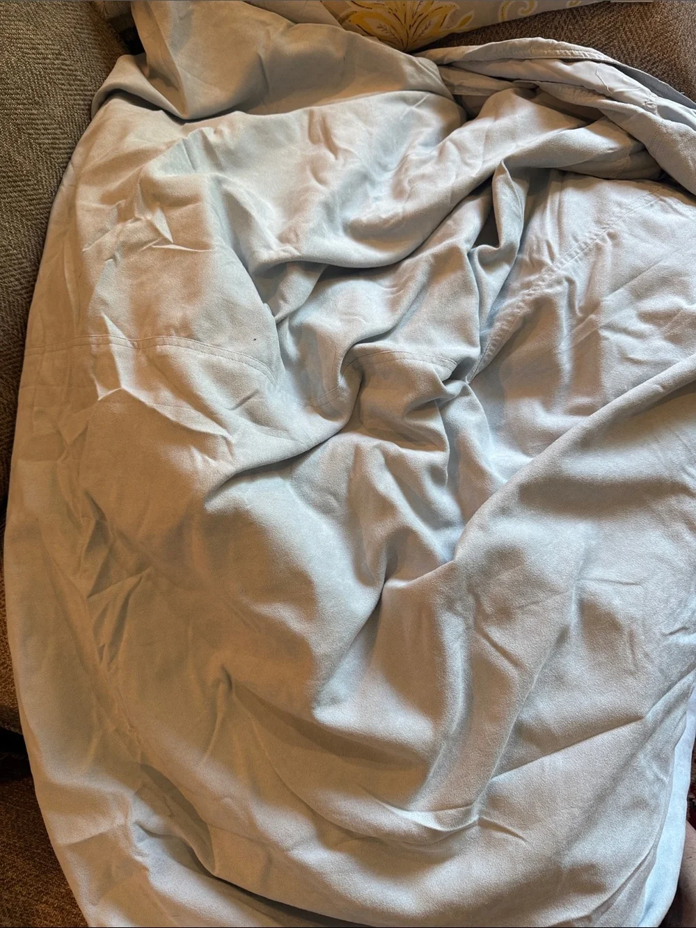 King Reversible Chambray Blue Microsuede Duvet Cover 100x90 |Soft Button Closure